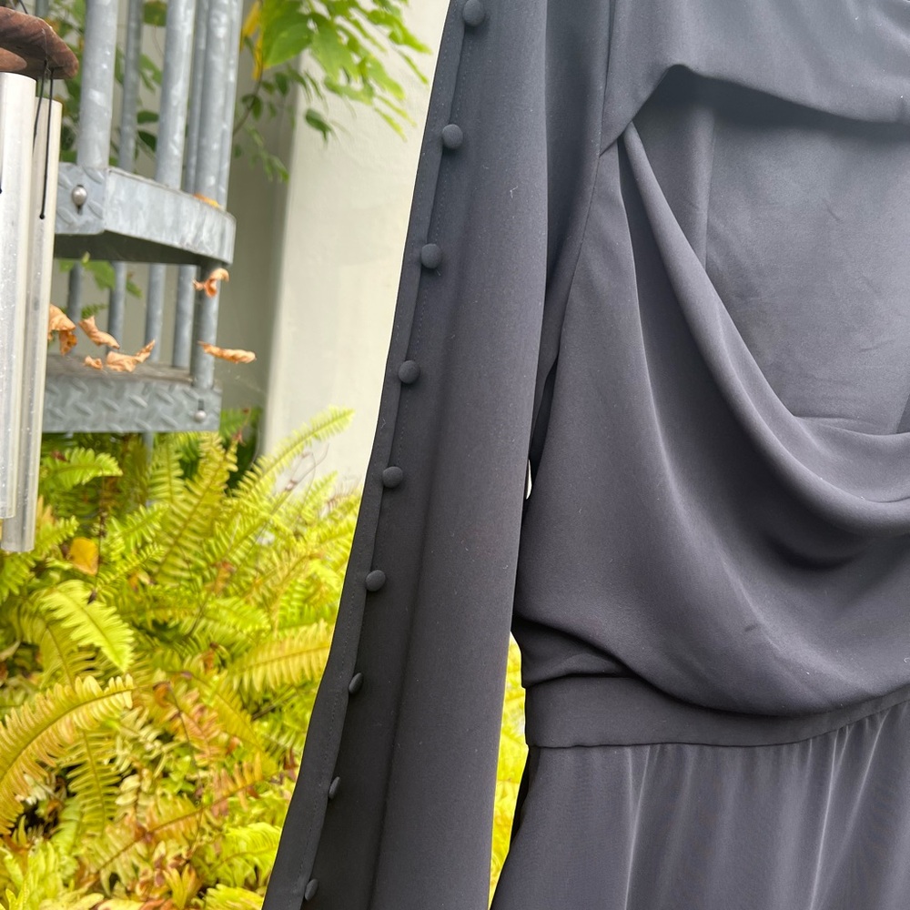 NWOT-Beautiful black silk open back midi dress. Great for semi formal-holidays - Picture 5 of 7